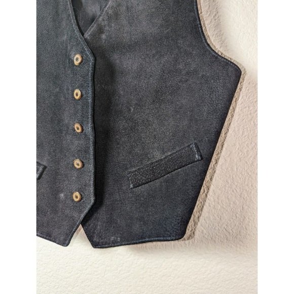 Vintage 90's The Original Arizona Jean Company Black Suede Large Boho Vest - Picture 3 of 10